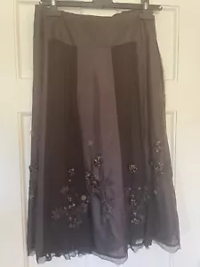 COLDWATER CREEK WOMENS CHOCOLATE EMBELLISHED SILK SKIRT - SIZE XS - Bild 1 von 10