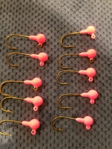 10 New 1/8 oz Steelhead  Lil Corky Salmon Matte PINK Heavy Duty Hook 1/0 HOT - Picture 1 of 4