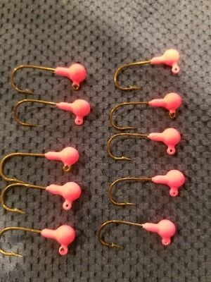 10 New 1/8 oz Steelhead  Lil Corky Salmon Matte PINK Heavy Duty Hook 1/0 HOT - Image 1 of 4