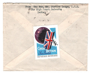 INDIA WW2 Cover Calcutta UNION JACK PATRIOTIC LABEL GB Buckingham 1941 KA146
