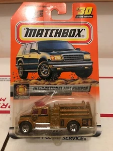 MATCHBOX #30 INTERNATIONAL FIRE PUMPER GOLD ENGINE Fireman Diecast NIP - Picture 1 of 8