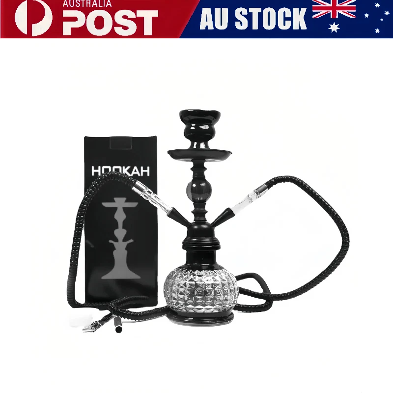 Black 2 Hose Hookah Traditional Gift Collectible Premium Shisha Complete Set - image 1 of 4
