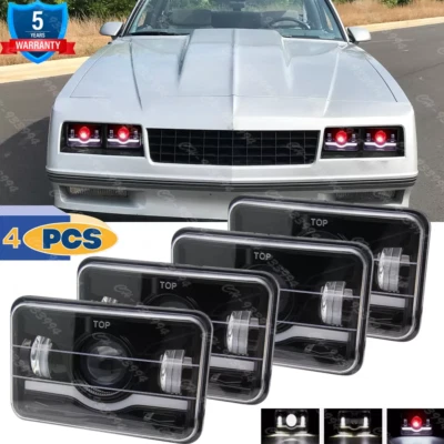 Faros LED DRL Hi/Lo Fit Chevrolet Monte Carlo 1980-1988 Caprice 4 piezas 4x6" Foto 1 de 4