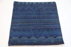 3x3 Ft Blue Gabbeh Afghan Hand Knotted Tribal Plush Wool Square Area Rug - Picture 1 of 12