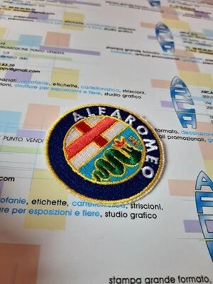 Ricamo patch toppa termoadesiva marchio alfa romeo anni 70' vintage cm. 5