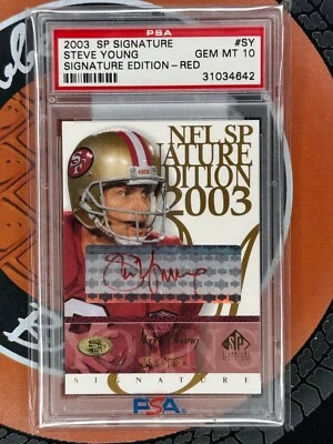 2003 SP Signature Edition STEVE YOUNG Red Auto /100 PSA 10 Gem Mint LOW POP HOF - Image 1 of 2