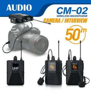 Wireless Microphone with Range for DSLR Camera Interview Live Recording Lavalier - Picture 1 of 12