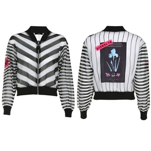 $298 Diesel Women’s M-Dixit Knitwear transparent Jacket Black/White Size 2XS - Picture 1 of 15