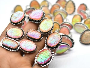 Red Triplet Opal Gemstone Handmade Designer Rings Mix Lot Starling Silver Plated - Picture 1 of 8