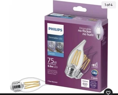 Philips 75W Equivalente Luz de Día BA11 Mediana Regulable Bombilla LED (Paquete de 3) Foto 1 de 4
