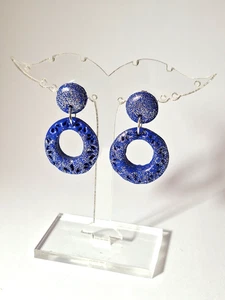 Damen Ohrringe aus Polymer Clay blau NEU - Bild 1 von 3