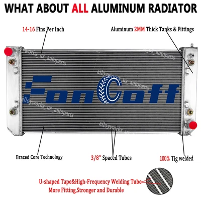 Aluminum 4 Row Radiator For 2003-2007 Chevy GMC C4500 C5500 C6500 Topkick Kodiak - Image 1 of 4
