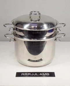 Serafino ZANI Zini KAREN Acero Inoxidable 8 Qt OLLA DE STOCK E INSERTO DE VAPOR Italia - Imagen 1 de 10