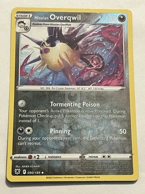 Hisuian Overqwil 090/189 Swsh10: Astral Radiance Reverse Holo NM - Image 1 of 2