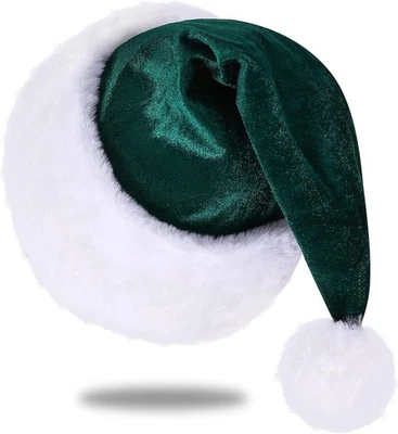 Sombrero de Papá Noel, Sombreros para Adultos, Unisex Terciopelo Comodidad Verde Navidad  Foto 1 de 4