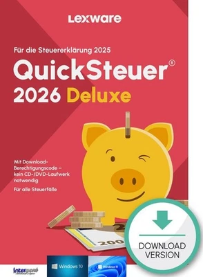 Lexware QuickSteuer Deluxe 2026 (Steuerjahr 2025) für 5 Steuererklärungen NEU - Image 1 of 4