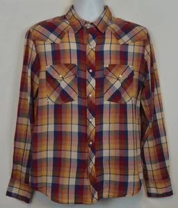 Salt Valley Western Shirt Mens M Long Sleeve Pearl Snap Button Up Plaid Cotton - Picture 1 of 15