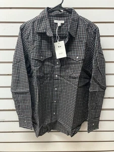 Free Assembly Mens Western Pearl Snap Shirt Medium Plaid Flannel - Picture 1 of 3