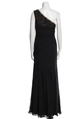 Monique Lhuiller Formal Black One Shoulder Embellished Silk Size 10 - Image 1 of 4