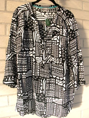 C&A  Mode TUNIKA / BLUSE   TRAUMSCHÖNE DAMENMODE💖💙 Gr,50  s/w Muster wie ABB. - Bild 1 von 4