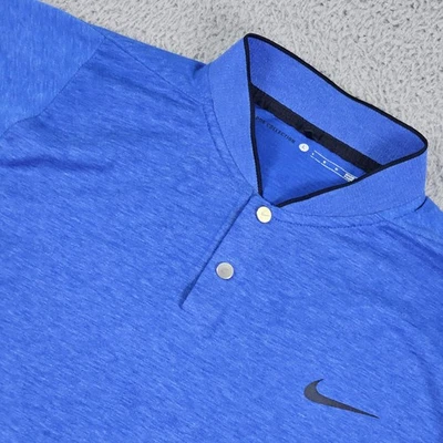 Camisa Polo Nike Tiger Woods Collection Para Hombre Grande Azul Dri-FIT Cuello Hoja de Golf Foto 1 de 4