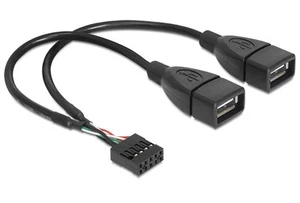 3x Anschlusskabel, USB 2.0 Typ-A 2 x Buchse auf Pin Header 10 Pin Buchse, schwar - Afbeelding 1 van 1