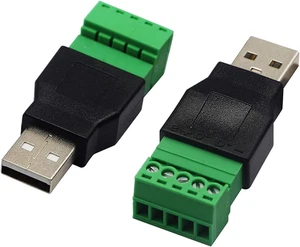 USB 2.0 a Screw Terminal Block Connector USB 2.0 a Male Plug to 5 Pin/Way Female - Picture 1 of 12