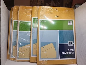 Clasp Envelopes 10x13 In. 5 New Packs With 15 In Each Pack = 75 Envelopes - Picture 1 of 5