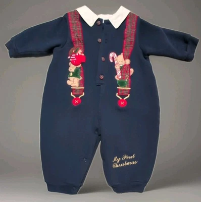 My First Christmas Outfit VTG Embroidered First Impressions Size 6-9Mo no stains - Image 1 of 4