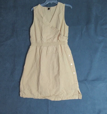 Vestido Mossimo Para Mujer Grande Tostado Sin Mangas Midi Imitación Envoltura Lino Secretaria Verano Foto 1 de 4