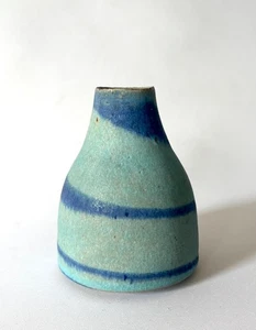 Deirdre Burnett Studio Pottery Blue Vase Earthenware British Studio Ceramics - Picture 1 of 22