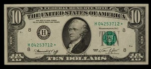 FR 2022-H* $10 1974 Federal Reserve Note US - Star Note - VF+/XF - SKU-CA1377 - Picture 1 of 2