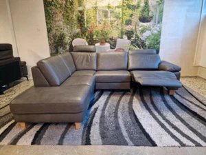 Hukla Ecksofa N3214 Echtleder Cloudy grey, Wallaway (motorischer Relaxsitz), Lon - Bild 1 von 11