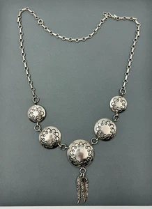 VINTAGE FRED GUERRO NAVAJO INDIANER STERLINGSILBER HALSKETTE - Bild 1 von 6