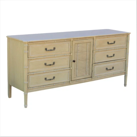 Authentic Henry Link Bali Hai Faux Bamboo Dresser Credenza Louver Door 9 Drawers Cover