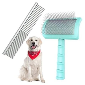 Large Slicker Brush & Green-comb Value Kit, Extra Long Pin Dog green-comb - Picture 1 of 7