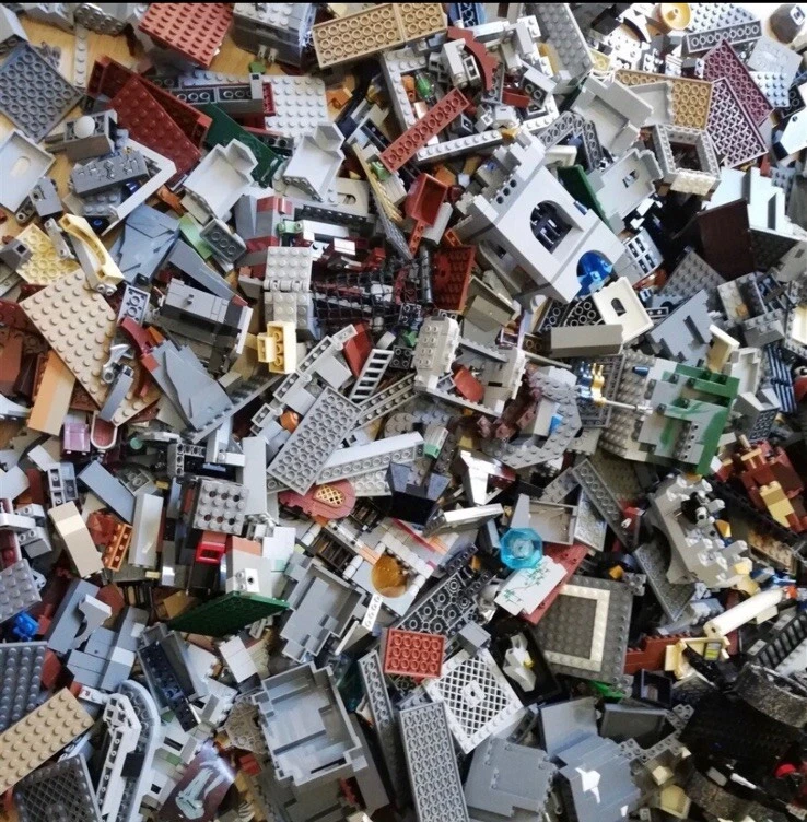 Lote de 100 piezas de castillo Lego a granel: ladrillos, pendientes, castillo pared de roca eructo sin usar, en caja Foto 1 de 4