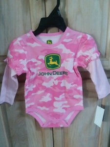 John Deere  baby pink camo one piece 9/12M JFB442FN