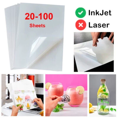 8.5x11 Printable Vinyl Sticker Paper Clear Waterproof for Inkjet Printer Cricut - Image 1 of 4