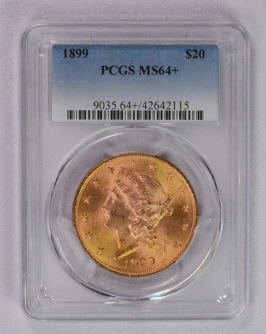 1899 $20 Gold TWENTY DOLLAR Liberty $20 PCGS MS64+ plus grade!!! Cover