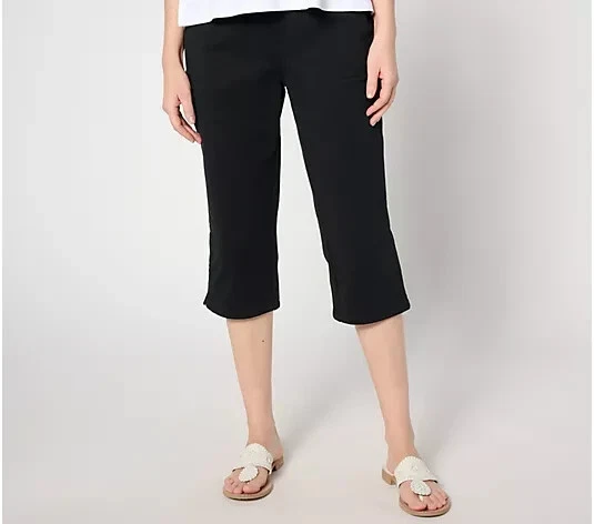 Quacker Factory DreamJeannes Regular Flat Waistband Capri Black 4X A644968 - Image 1 of 1