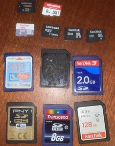 Job Lot Mix Bundle Memory Cards Sd Micro 2 4 8 16 32 128gb 512 Mb Camera - Zdjęcie 1 z 1