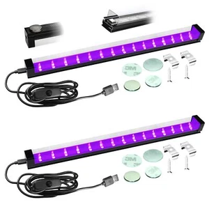 USB Black Light Bar 10W 1Ft Upgraded UV LED Blacklight Strip Lights Glow in Dark - Picture 1 of 6