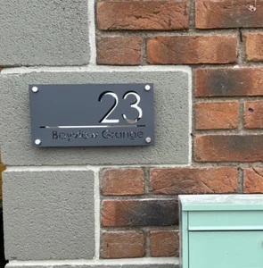Personalisiertes Türschild, modernes Haus Namensschild, Outdoor Hausnummer Schild - Bild 1 von 19