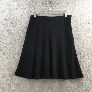 Evan Picone A-Line Skirt Womens 12 Black Flat Front Casual Side Pocket Button - Picture 1 of 14