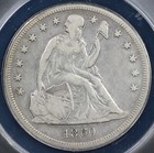 1860 O $1 SEATED LIBERTY DOLLAR ANACS VF 30 DETAILS CLEANED