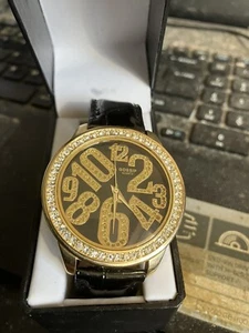 Gossip Black And Gold Wristwatch With Crystal Decoration And Boxed - Picture 1 of 4