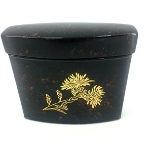 Caja de cigarrillos china negra roja dorada con tapa de flor baratija joyería 3,5" x 3,5" - Imagen 1 de 6