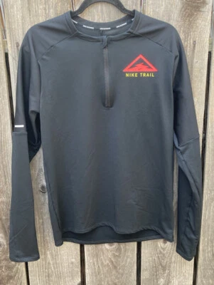 Men's Nike Running Dri-Fit Wind Trail Jacket Black M Half-Zip RN56323 NWOT - Image 1 of 4