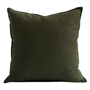 24" x 24" Natural Cotton Linen Soft Soild Decorative Square Throw Pillow Cove... - Picture 1 of 9
